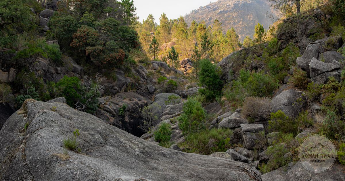 Rocky terrain and greenery at Vilar da Veiga, Braga, Portugal