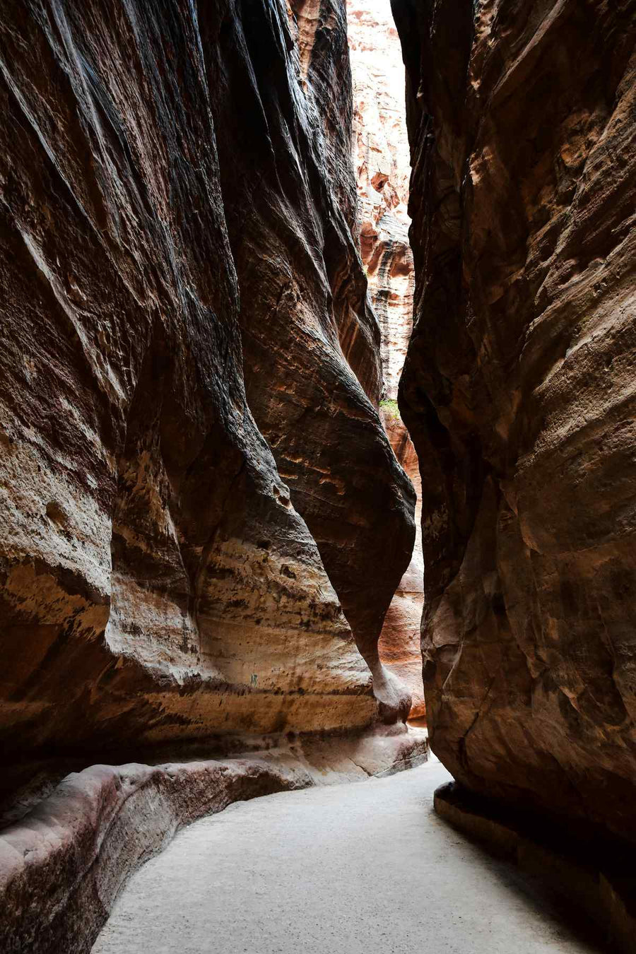 The Siq, the narrow 1.2 kilometre canyon entrance to Petra Jordan
