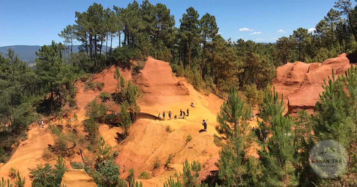 The red ochre hills and greenery at Roussillon in Provence, France