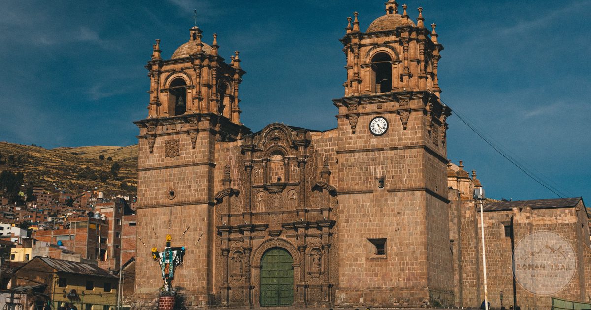 The historic cathedral on the main square at Puno, Peru