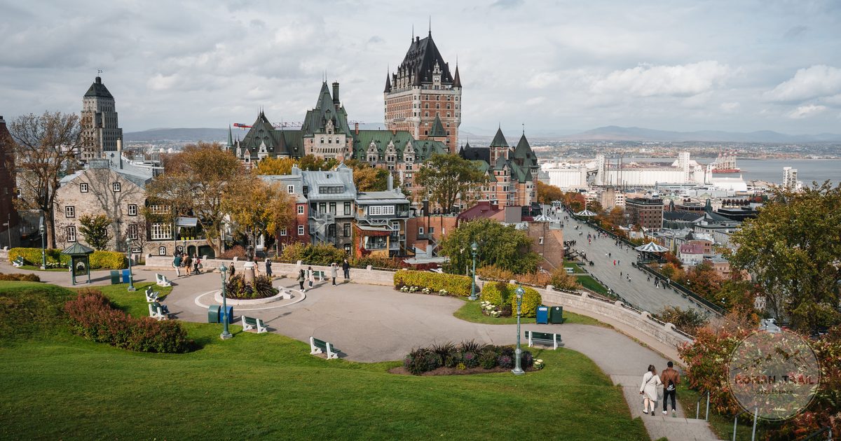 Chateau Frontenac and Old Quebec in autumn colours, Canada