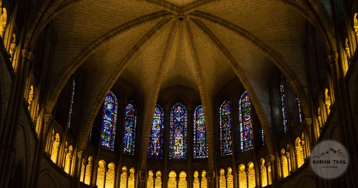 The stained glass and Gothic interior of Reims Cathedral, France