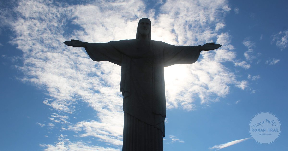 Christ the Redeemer silhouetted against the morning sky, Rio de Janeiro