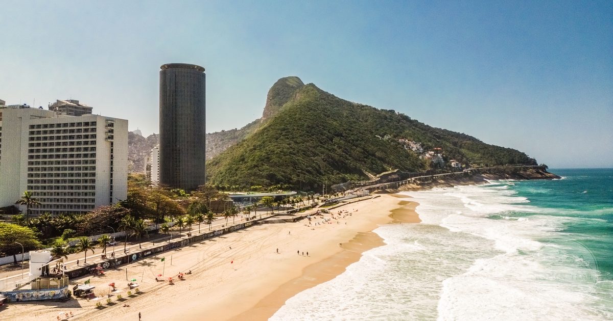 The coastline of Rio de Janeiro blending beach and mountains, Brazil