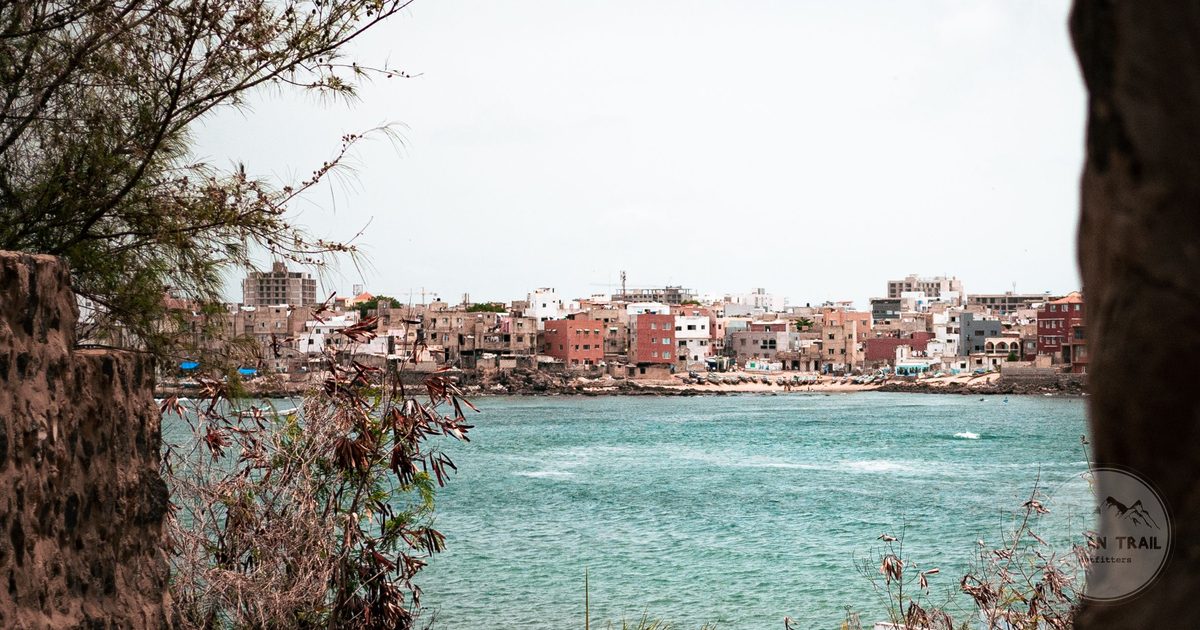 A coastal town in Senegal with colourful buildings