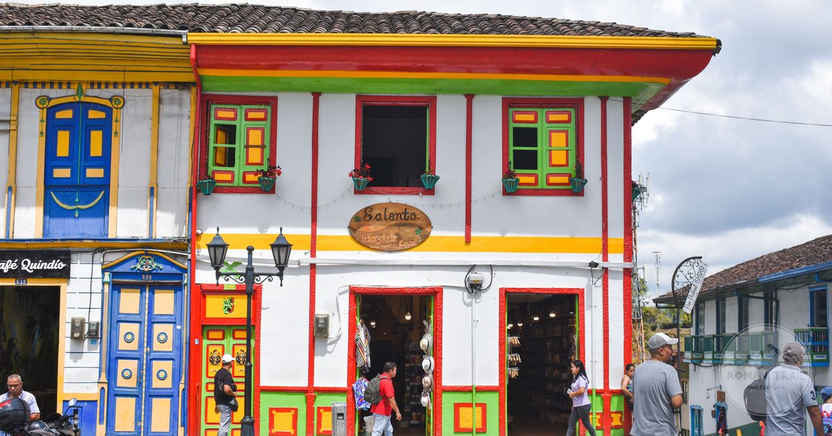 Colourful colonial architecture on a street in Salento, Colombia
