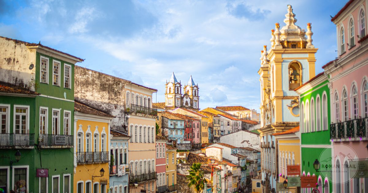 The colourful colonial architecture of the Pelourinho in Salvador, Bahia, Brazil