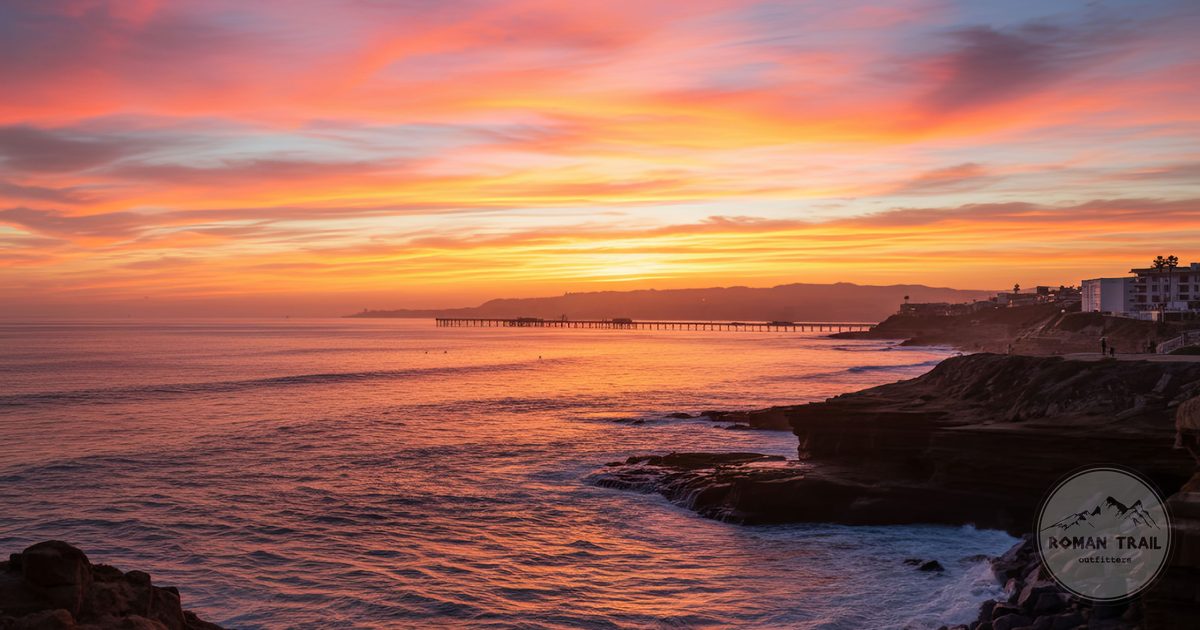 Sunset over the San Diego coastline, San Diego travel guide for women by Roman Trail Outfitters
