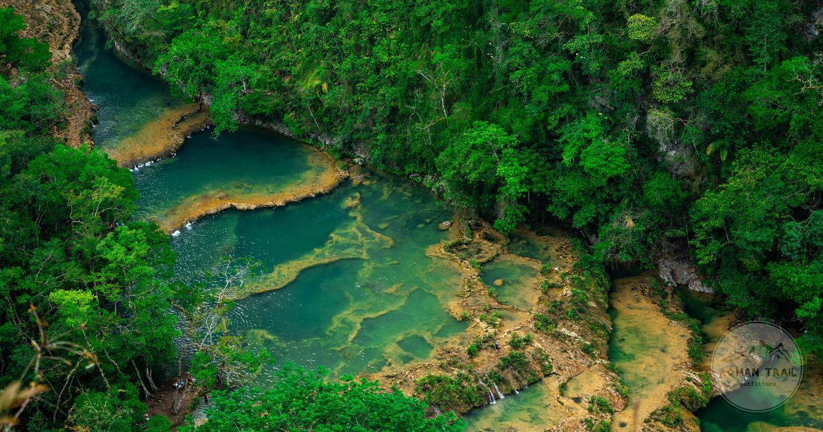 River and forest in the landscape around Lanquin, Guatemala