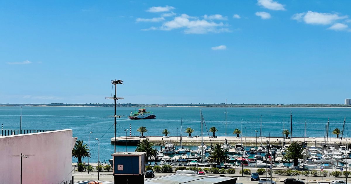 The marina and rooftops at Setubal, Portugal