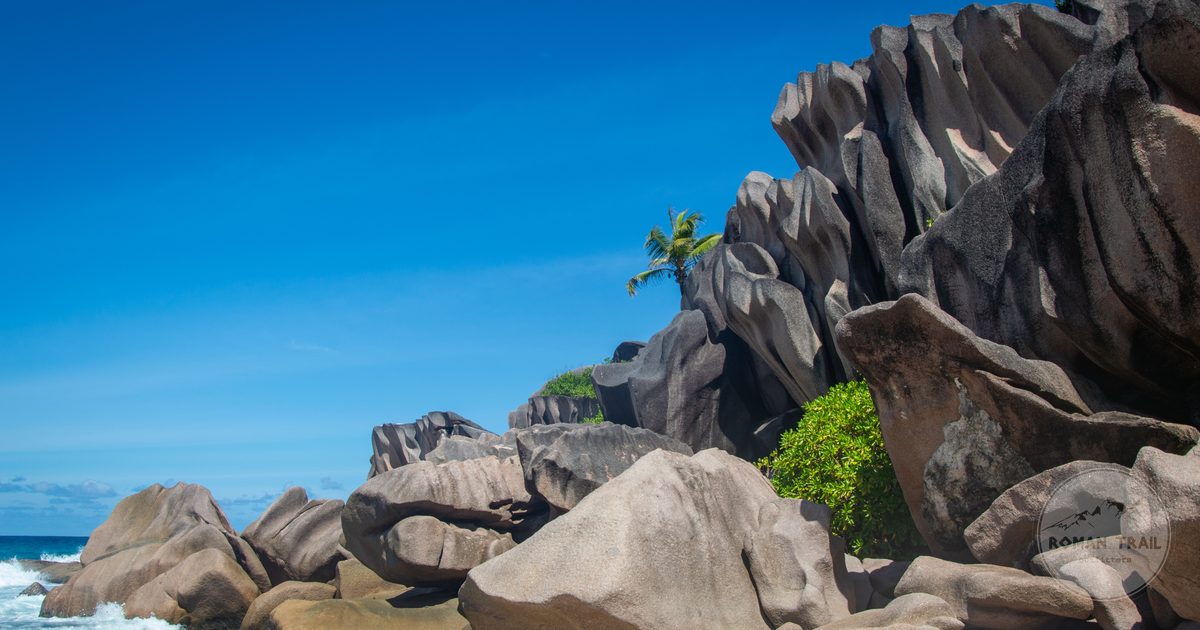 Granite boulders and pristine shore on La Digue, Seychelles
