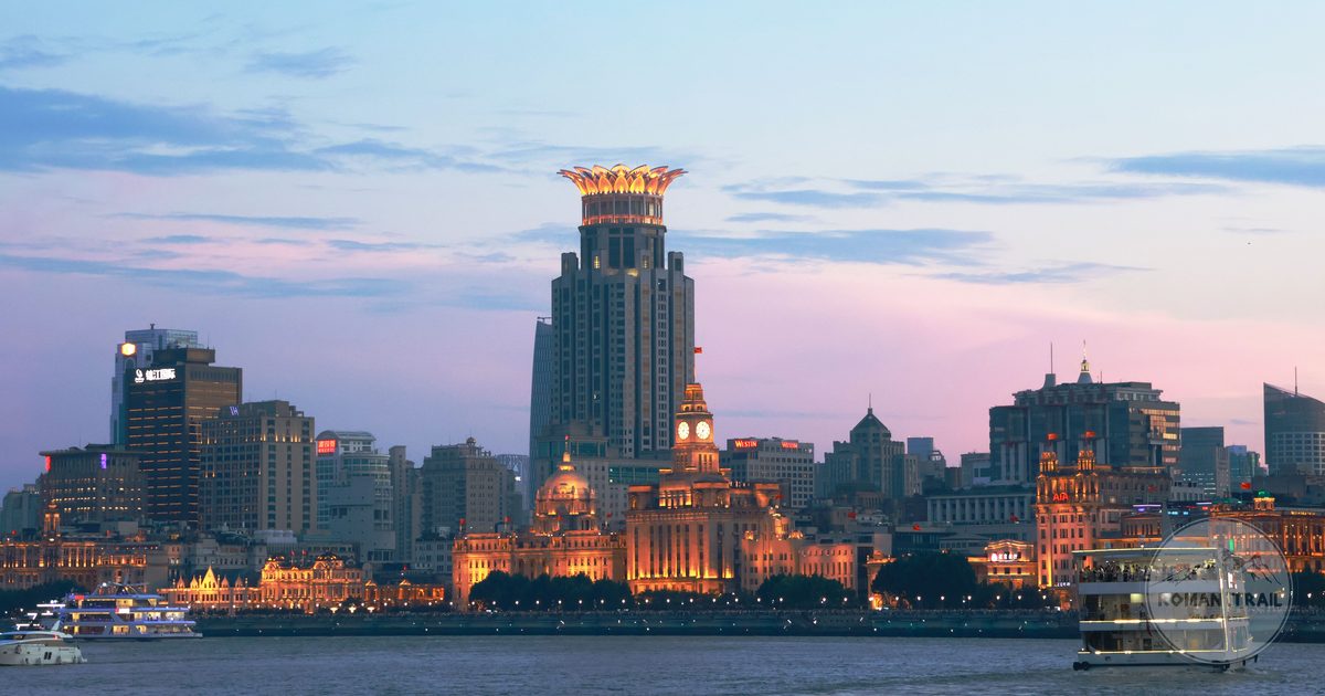 Panoramic view of the Shanghai skyline and Huangpu River, China