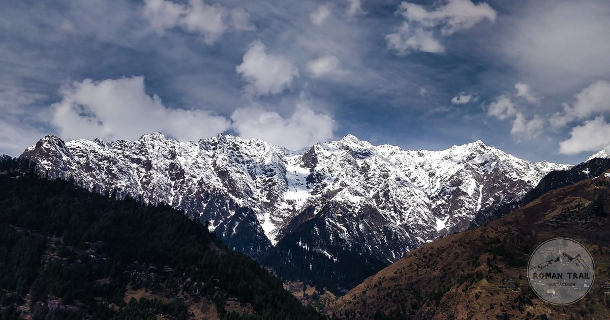Snow covered Himalayan mountains above Shimla, India