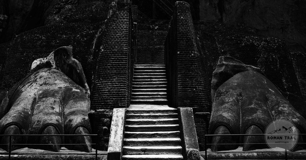 The carved lion's paw stairway at the base of Sigiriya, Sri Lanka