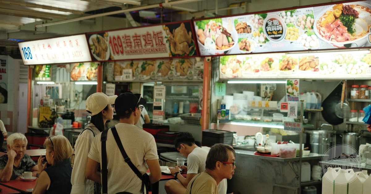 Diners at a hawker centre in Singapore