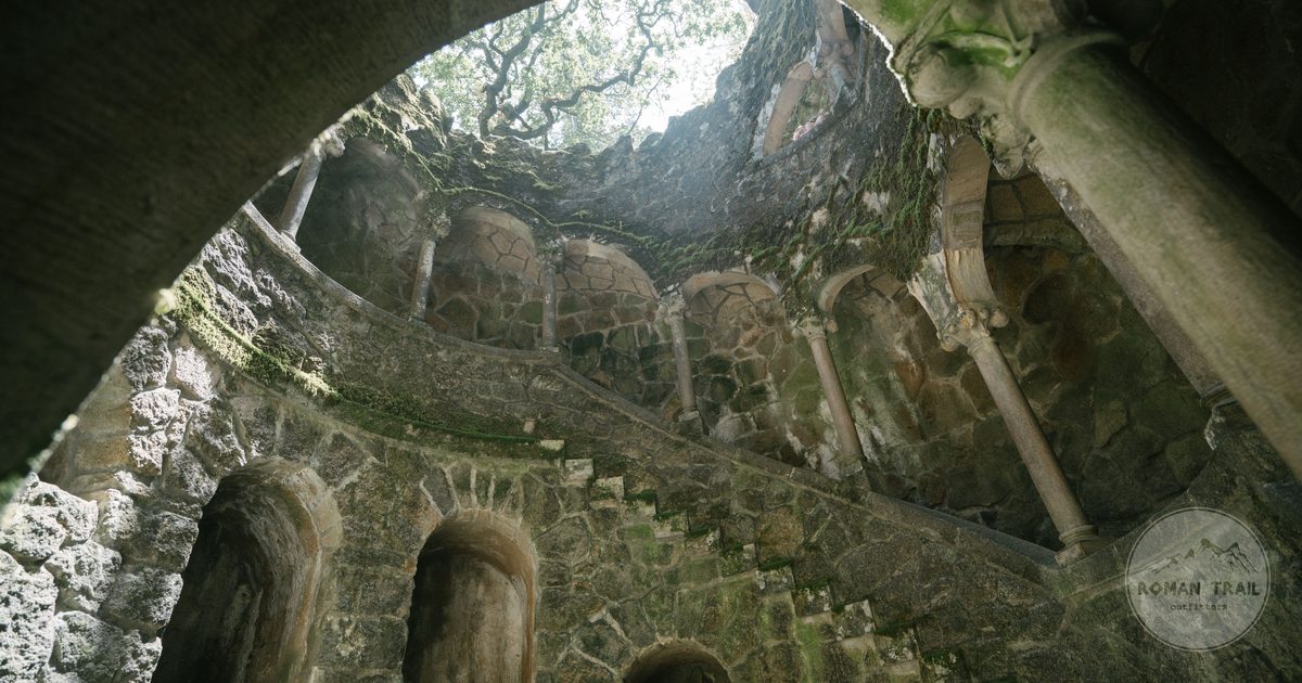 The spiral staircase of the Initiation Well at the Regaleira estate, Portugal