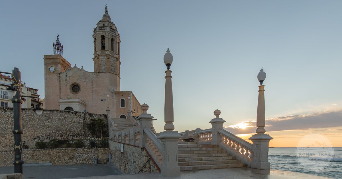 The church of Sant Bartomeu i Santa Tecla above the sea at Sitges, Spain