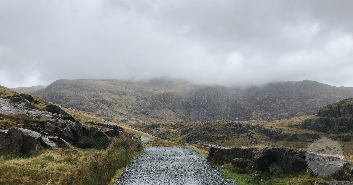 A misty mountain path in Snowdonia, Wales