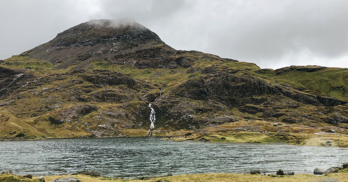 A mountain and lake in Snowdonia, Wales