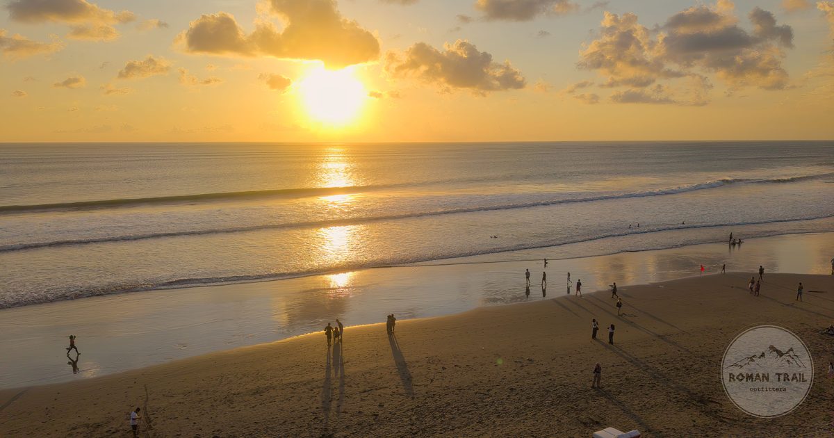 Sunset over Seminyak Beach in south Bali, Indonesia