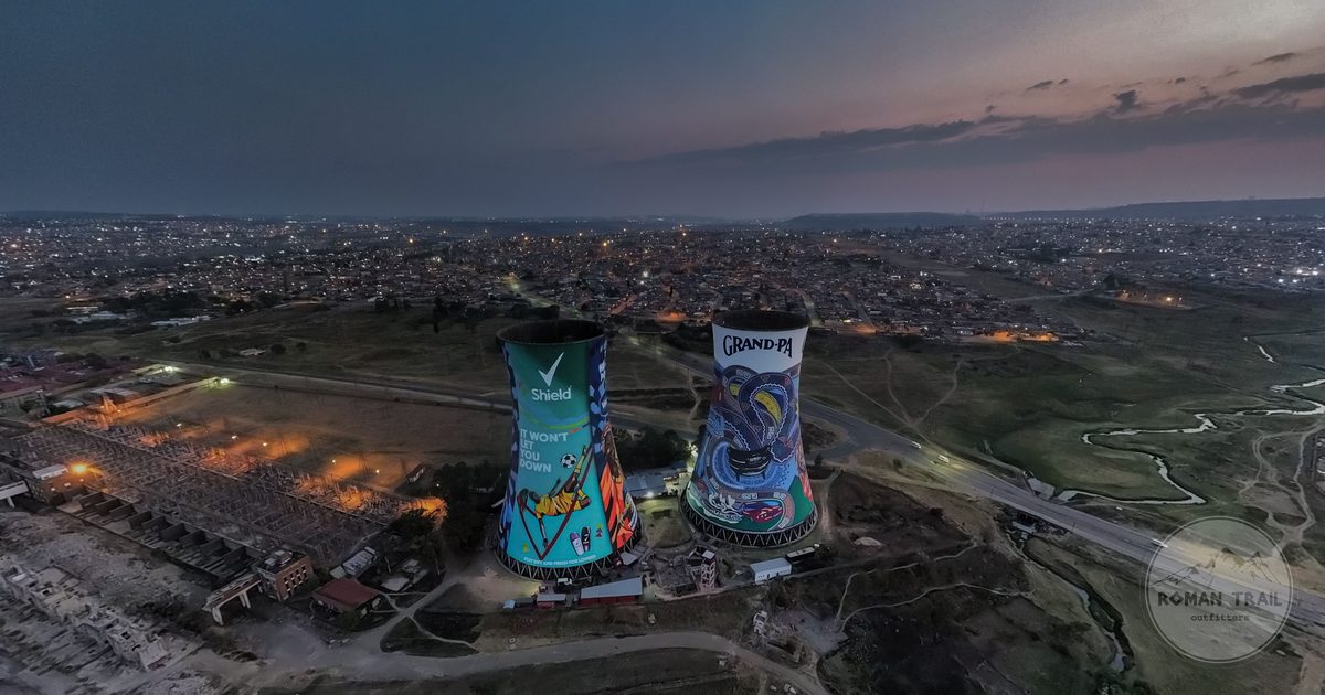 Aerial view of the Orlando Towers in Soweto, Johannesburg, South Africa