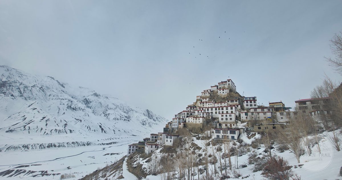 Key Monastery in snow in the Spiti Valley, Himachal Pradesh, India