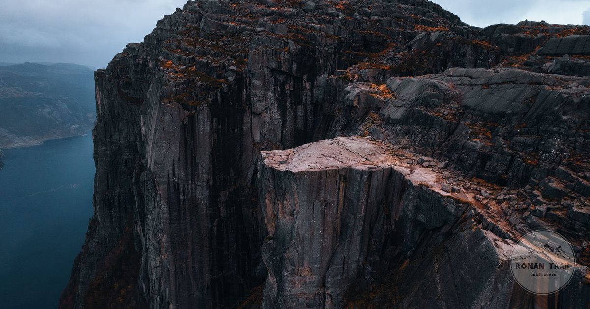 Aerial view of the Preikestolen rock platform in Rogaland, Norway