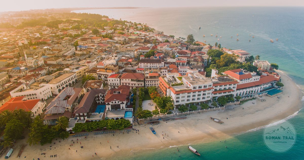 Aerial view of Stone Town, Zanzibar, and its historic architecture