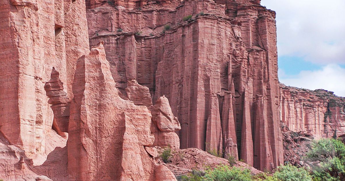Red rock cliffs in Talampaya National Park, La Rioja, Argentina