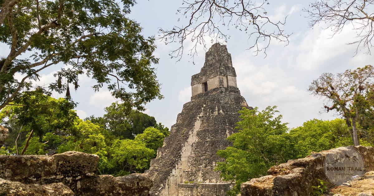 The Great Jaguar Pyramid at Tikal surrounded by jungle, Guatemala
