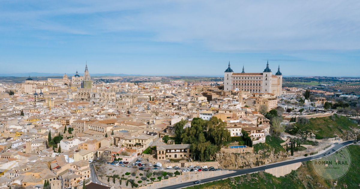 Aerial view of the historic centre of Toledo, Spain