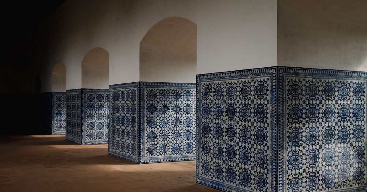 Baroque azulejo tiles in an old monastery at Tomar, Portugal