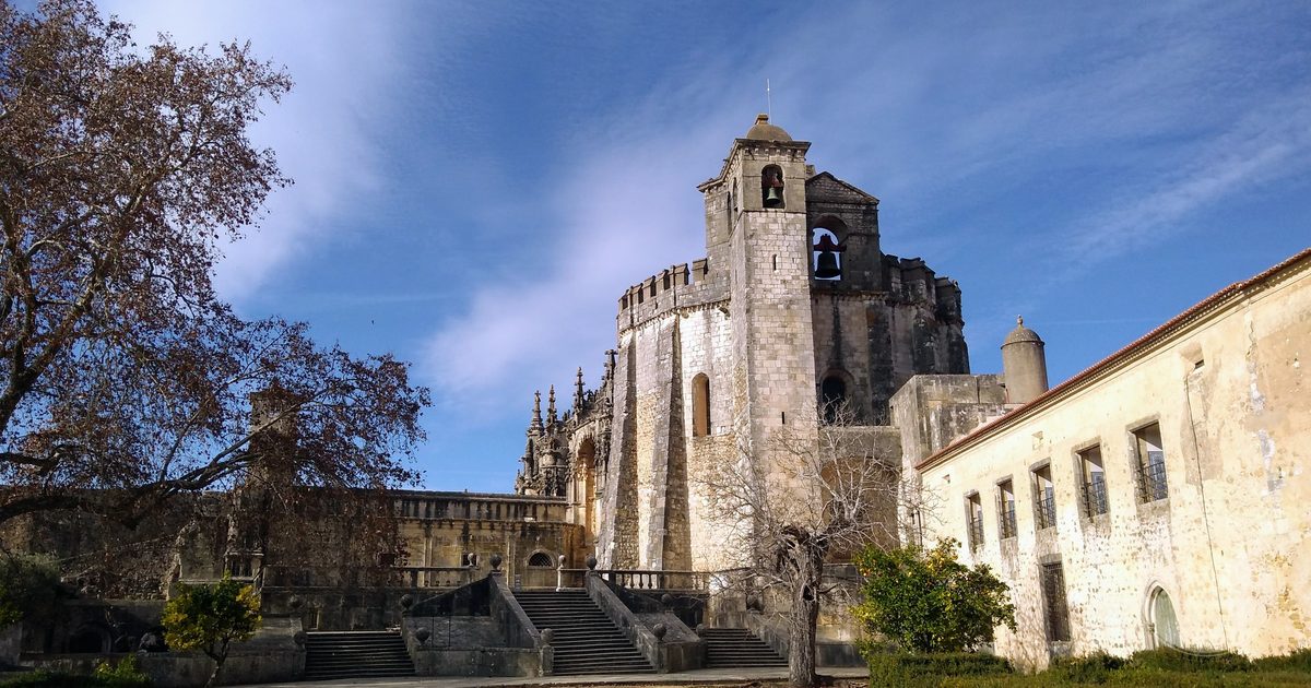 The castle of Tomar under a blue sky, Portugal