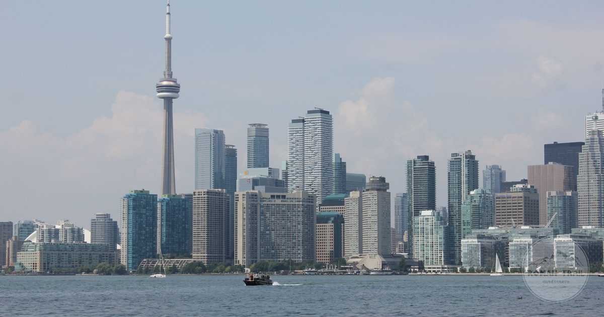 The Toronto skyline seen across Lake Ontario, Canada