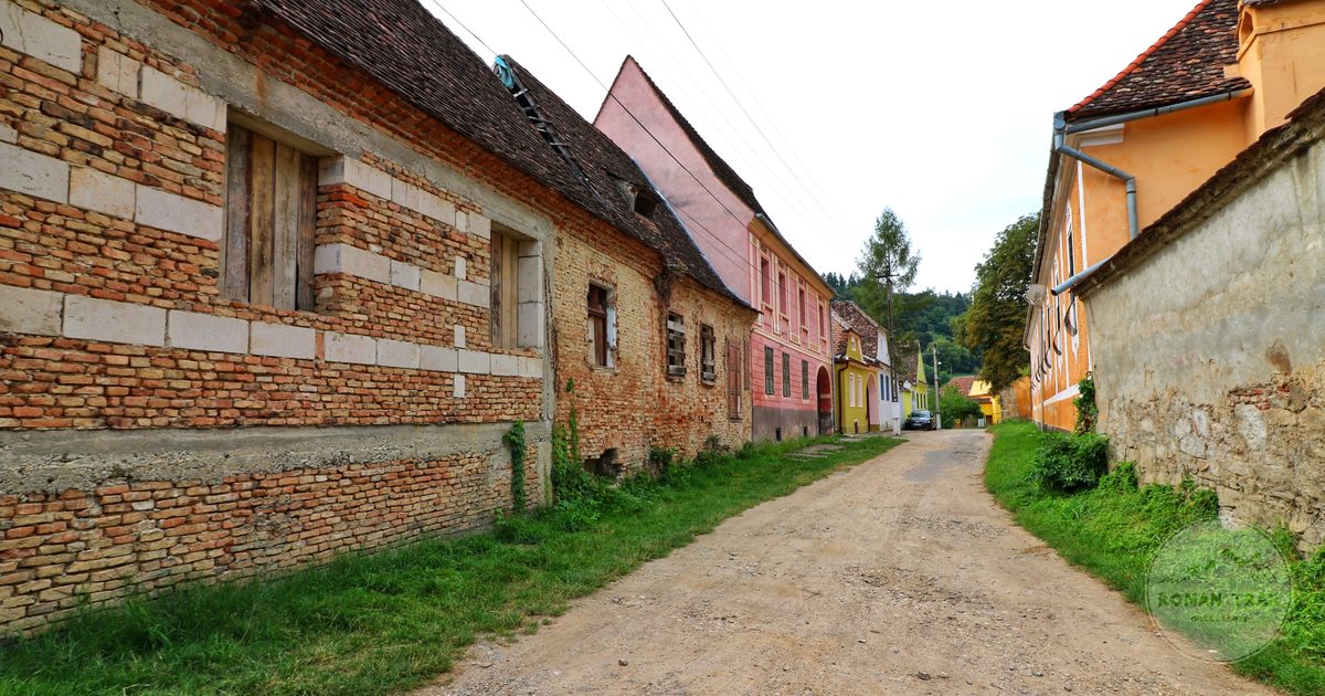 A street of traditional houses in Biertan, Romania
