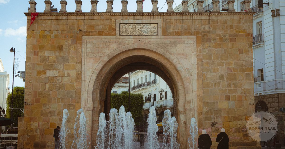 Bab el Bhar gate at the entrance to the Medina of Tunis, Tunisia