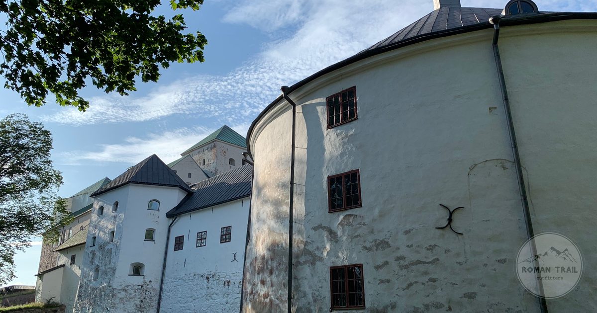 The medieval walls of Turku Castle on a bright summer day, Finland