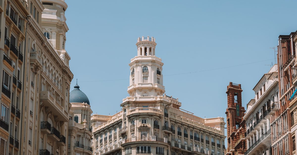 Historic architecture in the old city quarter of Valencia, Spain
