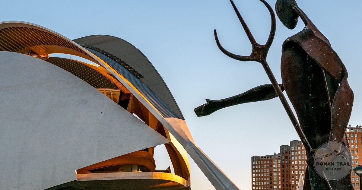 Futuristic architecture at sunset in Valencia, Spain