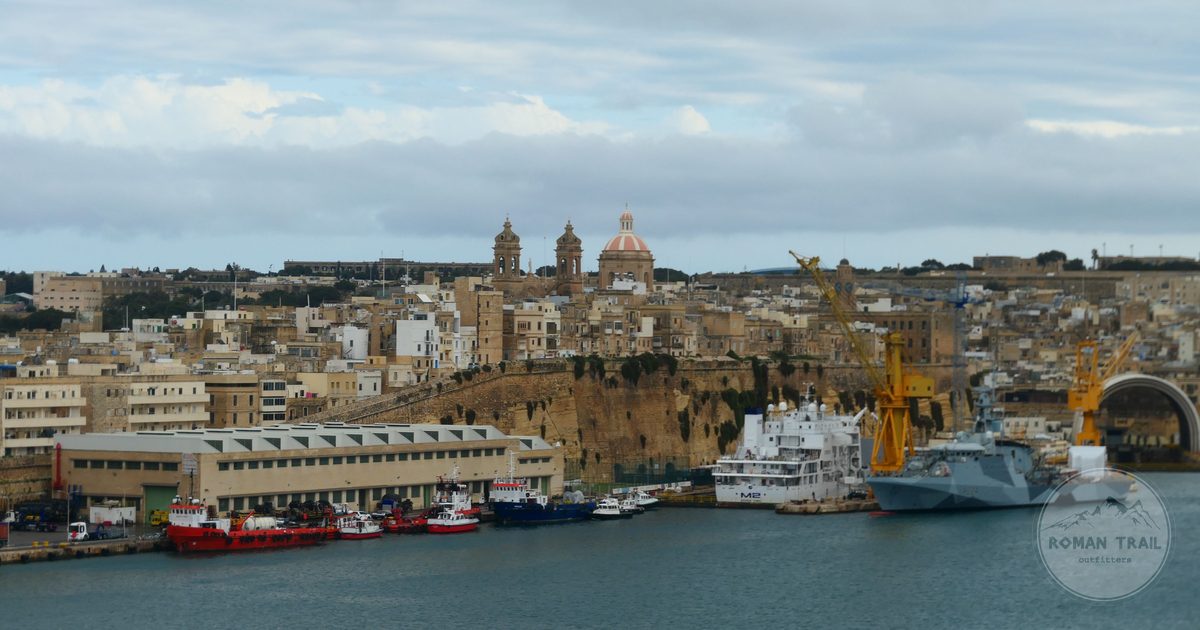 The waterfront of Senglea across the harbour from Valletta, Malta