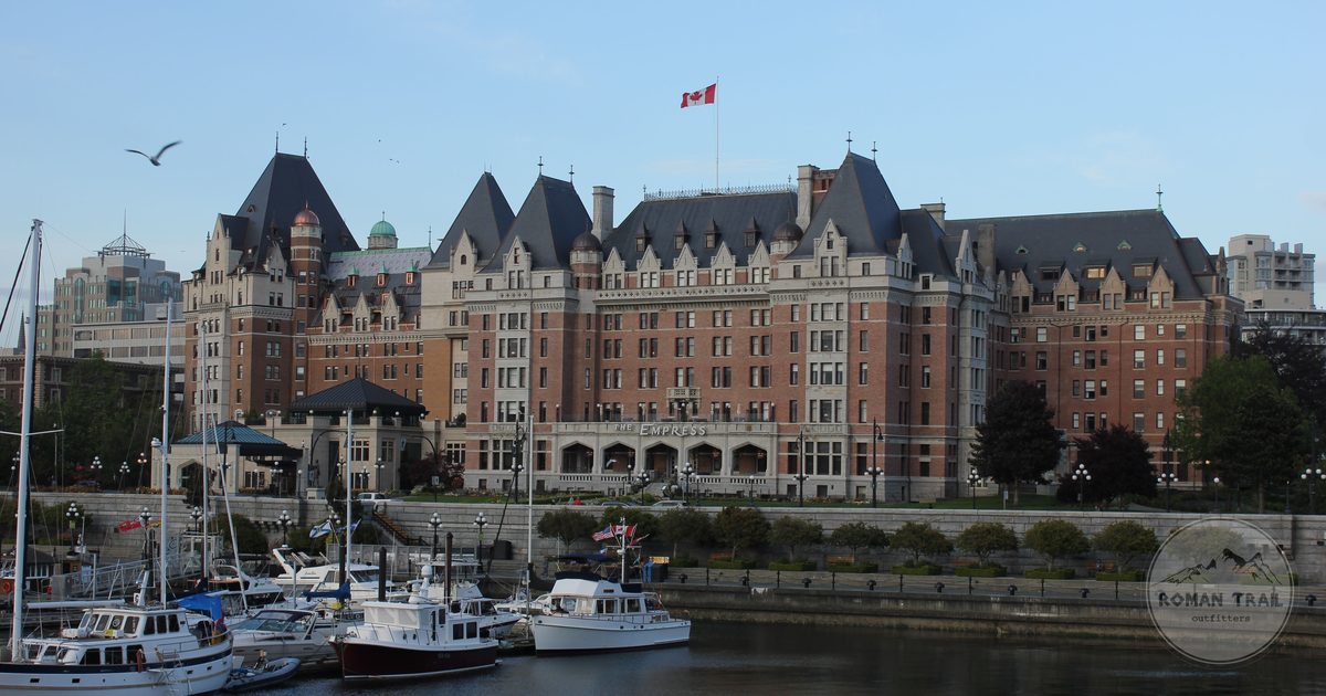 The Fairmont Empress and yachts at Victoria Harbour, Vancouver Island, Canada