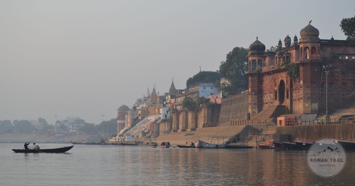 A boat on the Ganges on a quiet morning at Varanasi, India