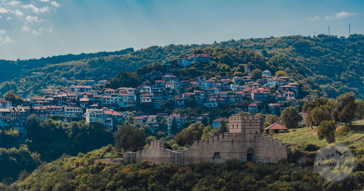 Aerial view of Veliko Tarnovo, Bulgaria, and its historic fortress