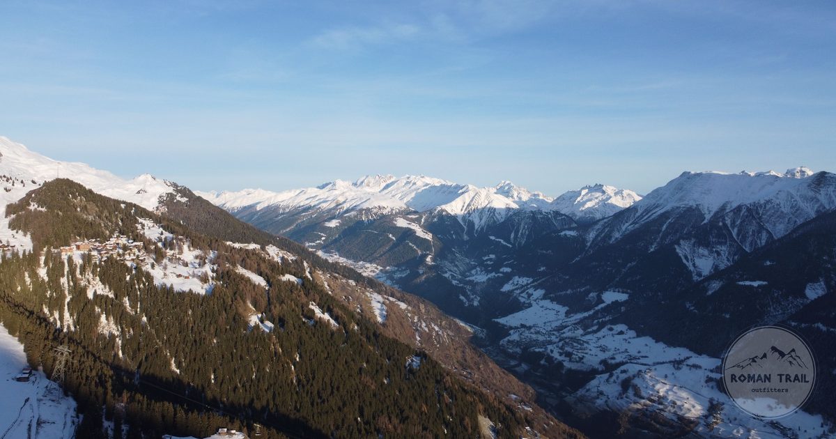 Snowy Swiss Alps and valleys at Morel-Filet, Valais, Switzerland
