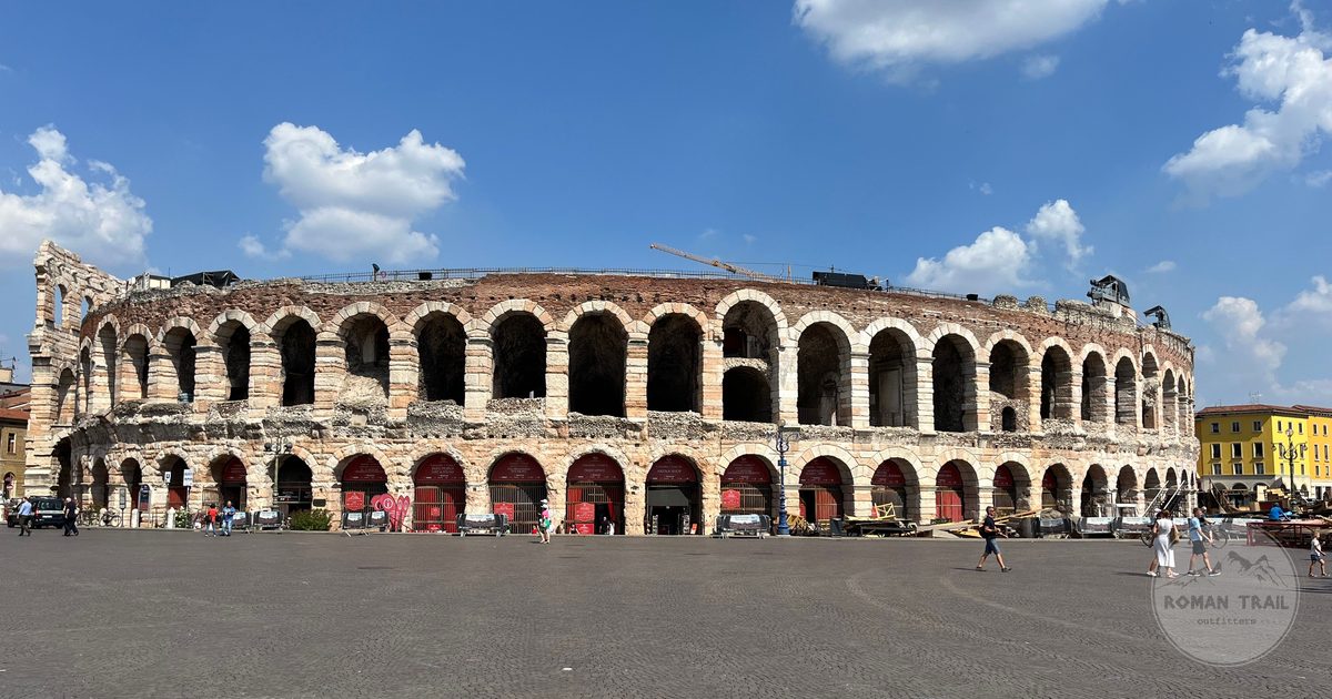 The Roman Arena of Verona under clear sky, Italy