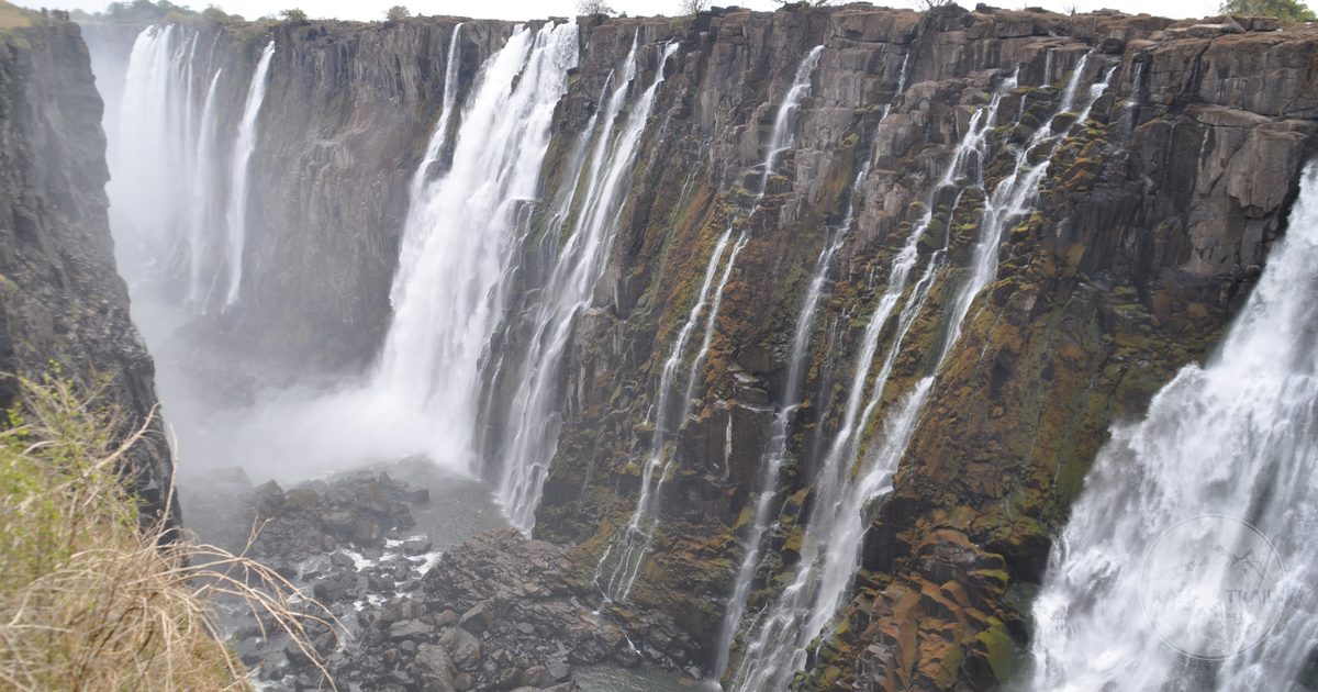 Victoria Falls cascading over rugged cliffs on the Zambezi