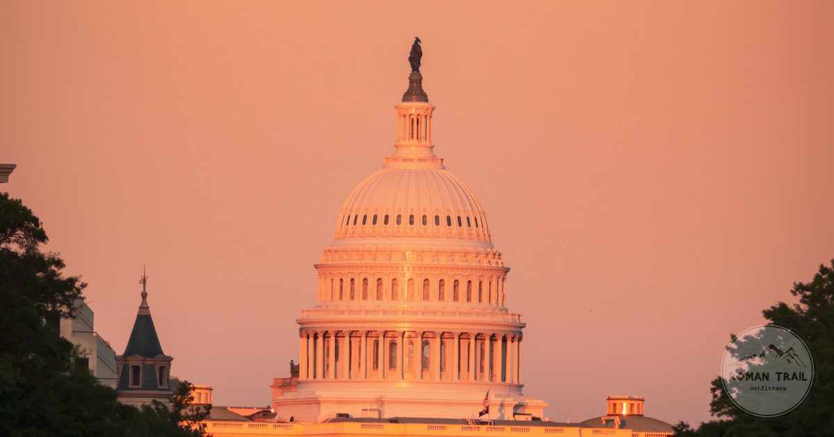 The United States Capitol glowing at sunset, Washington DC travel guide for women by Roman Trail Outfitters