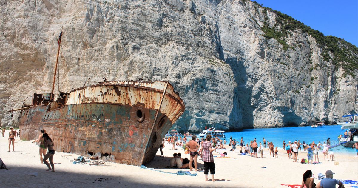 The shipwreck on Navagio Beach, Zakynthos, Greece