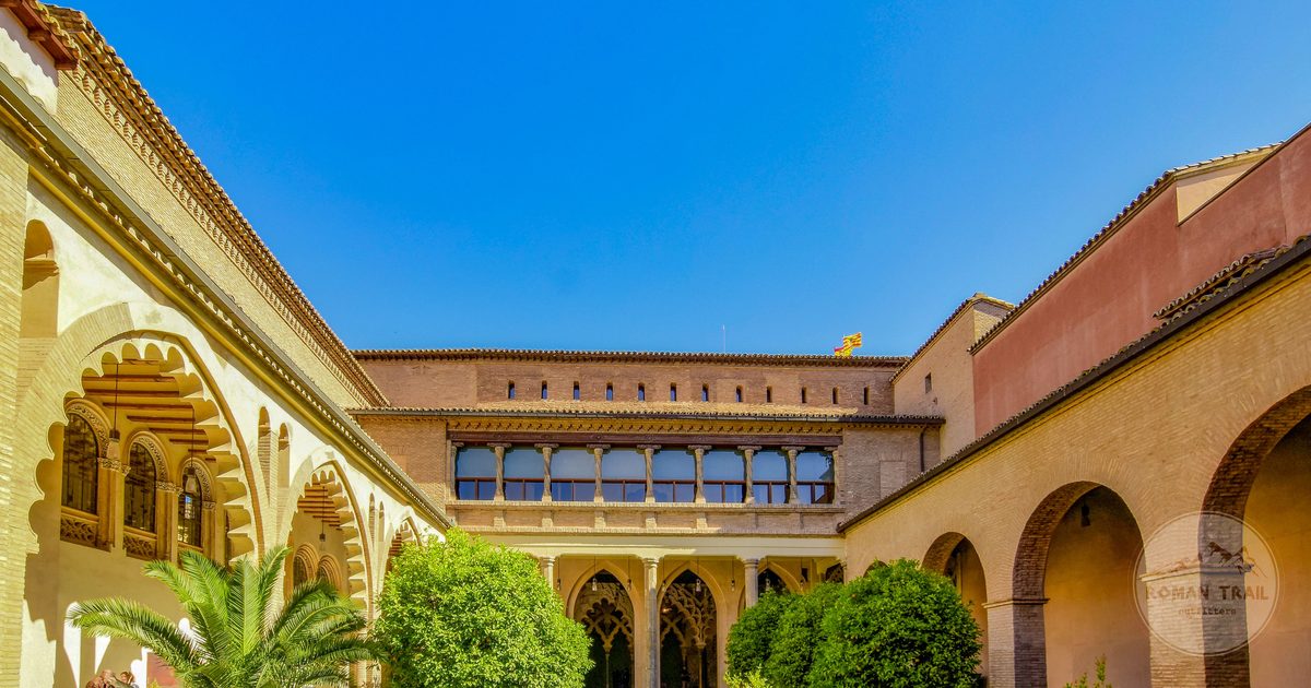 The Aljaferia Palace and its gardens at Zaragoza, Spain