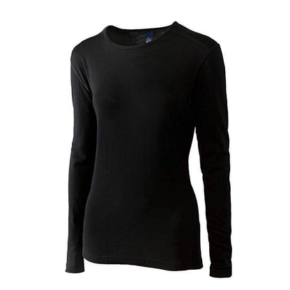 Merino Wool Women's Long Sleeve Top | Crew Neck Shirt | Black